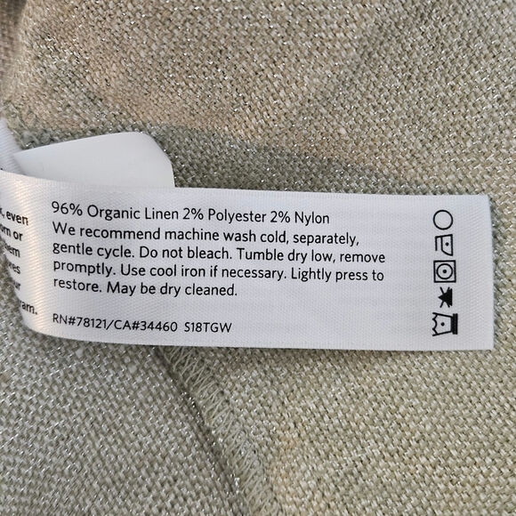 Eileen Fisher Shift Midi Dress Natrual Tan Linen Blend | Women's XS | FLAWS - Picture 12 of 16